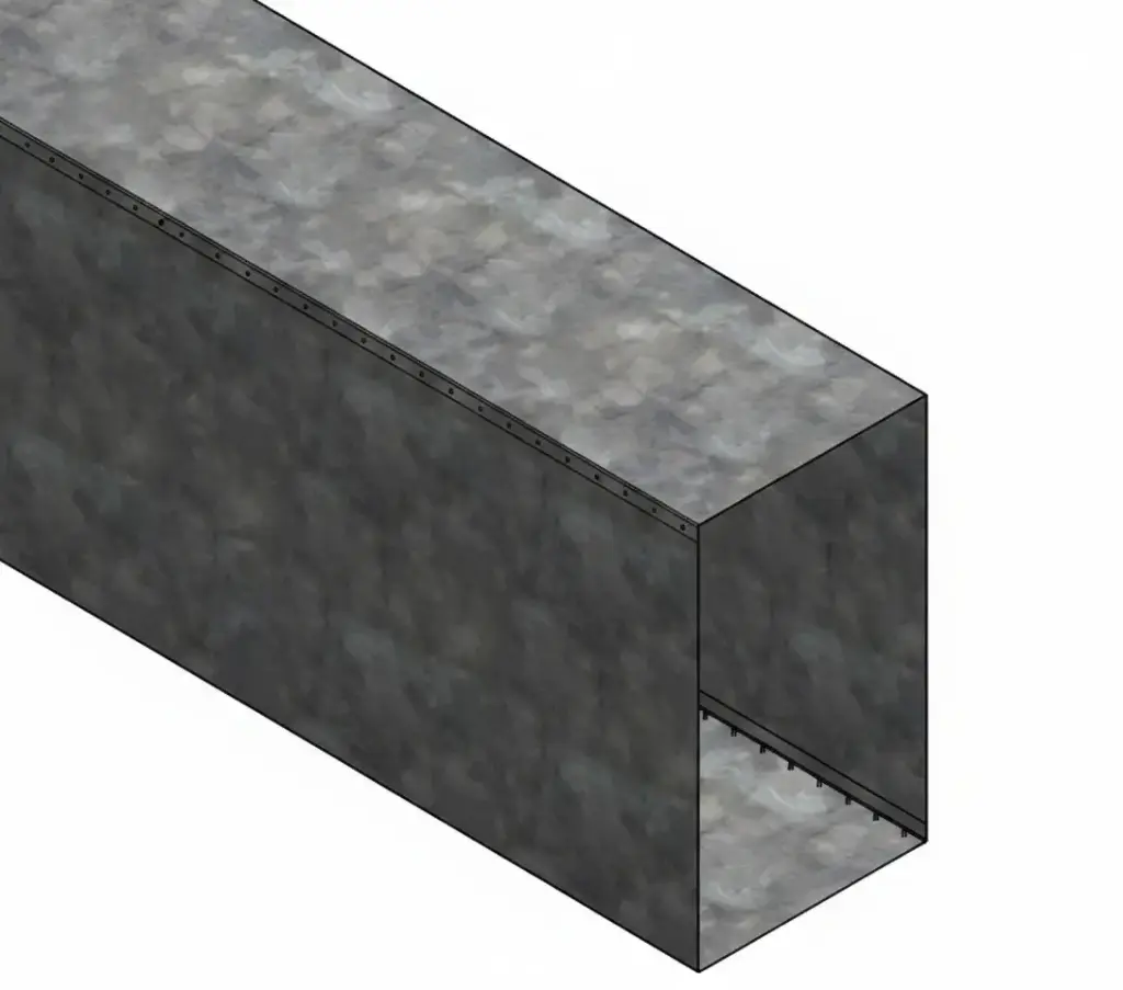 Metro lineal de ducto en lamina de Aluzinc